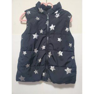 The Children’s Place Girls sz 5/6 Black Star Print Puffer Vest